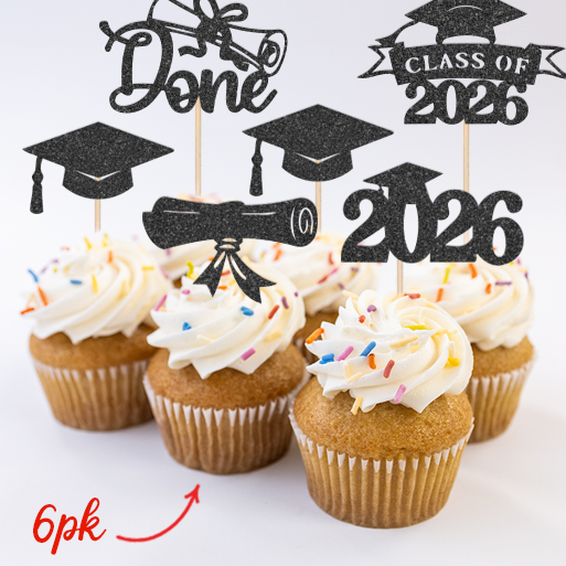 Black Glittering Grad You Did It Cake Pick Topper